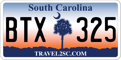 SC license plate BTX325
