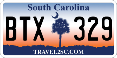 SC license plate BTX329