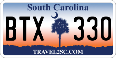 SC license plate BTX330
