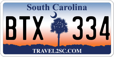 SC license plate BTX334