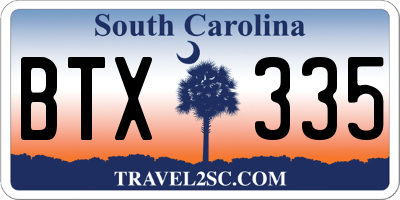 SC license plate BTX335
