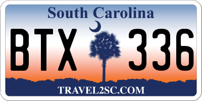 SC license plate BTX336