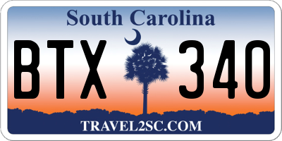 SC license plate BTX340