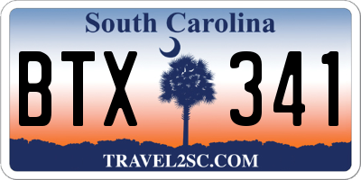 SC license plate BTX341