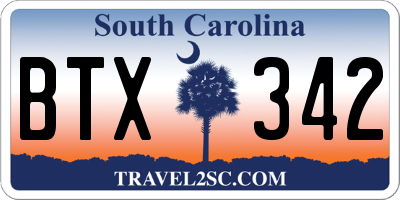SC license plate BTX342