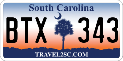 SC license plate BTX343
