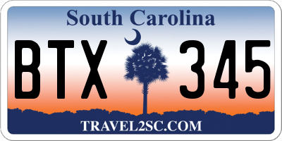 SC license plate BTX345