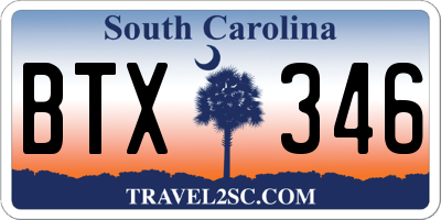 SC license plate BTX346
