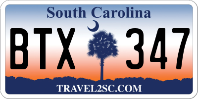 SC license plate BTX347