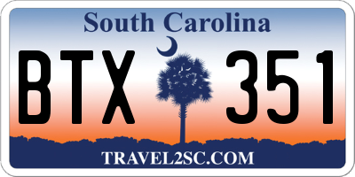 SC license plate BTX351