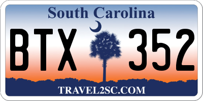 SC license plate BTX352