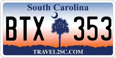 SC license plate BTX353