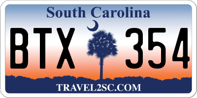 SC license plate BTX354