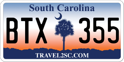 SC license plate BTX355