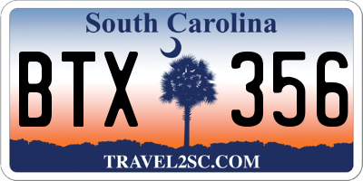 SC license plate BTX356