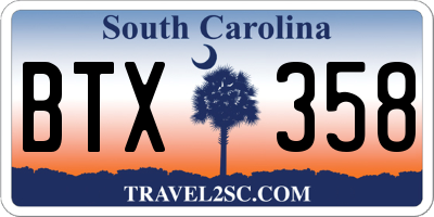 SC license plate BTX358