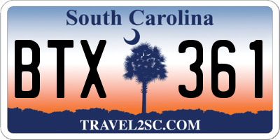 SC license plate BTX361