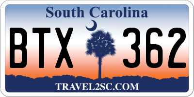 SC license plate BTX362