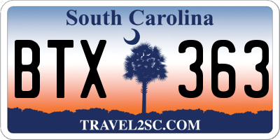 SC license plate BTX363