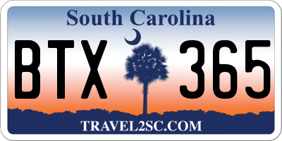 SC license plate BTX365