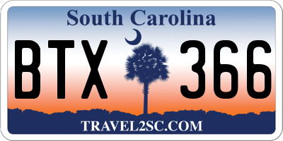 SC license plate BTX366