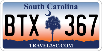 SC license plate BTX367