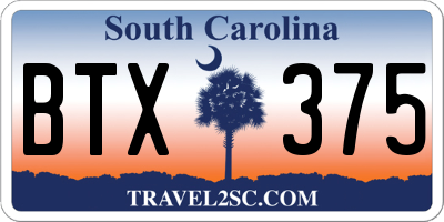SC license plate BTX375
