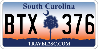 SC license plate BTX376