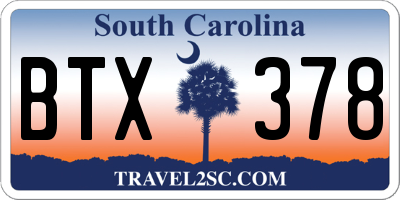 SC license plate BTX378