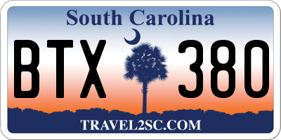 SC license plate BTX380