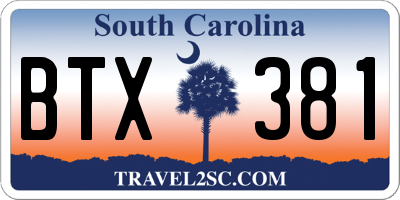 SC license plate BTX381