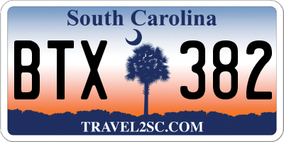 SC license plate BTX382