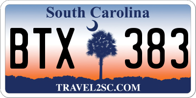 SC license plate BTX383