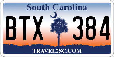 SC license plate BTX384