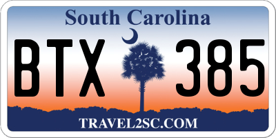 SC license plate BTX385
