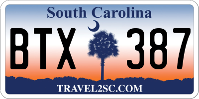SC license plate BTX387