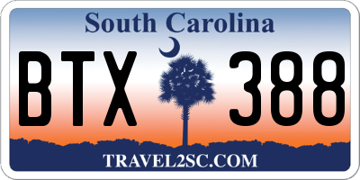 SC license plate BTX388