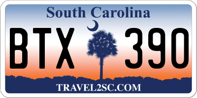 SC license plate BTX390