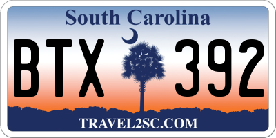 SC license plate BTX392