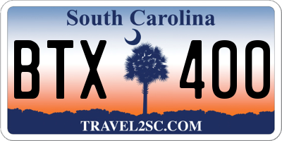 SC license plate BTX400