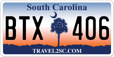 SC license plate BTX406
