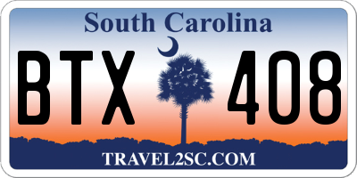 SC license plate BTX408