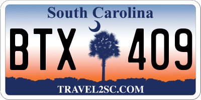 SC license plate BTX409