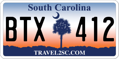 SC license plate BTX412