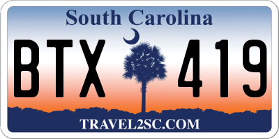 SC license plate BTX419