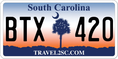 SC license plate BTX420
