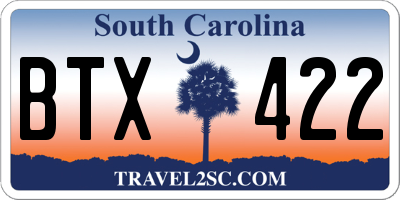 SC license plate BTX422