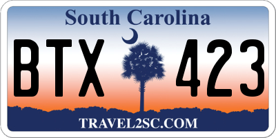 SC license plate BTX423