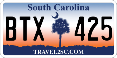 SC license plate BTX425