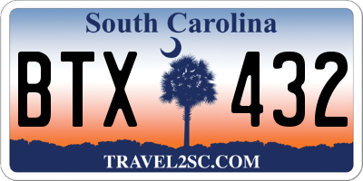 SC license plate BTX432